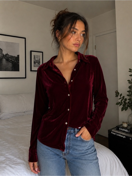 Ann Taylor Tops - Vintage NWT Ann Taylor Silk Blend Velvet Blouse Size 6